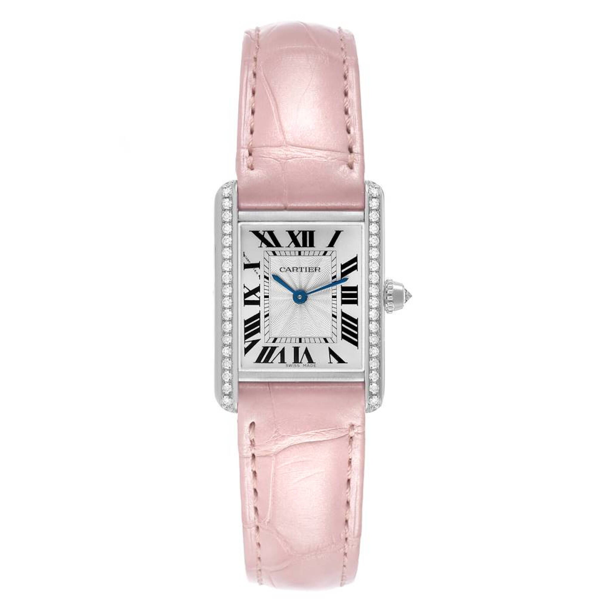 Tank Louis (Reference WJTA0011). A 29.5mm white gold diamond-set manual wind wristwatch. 2017 — view 1