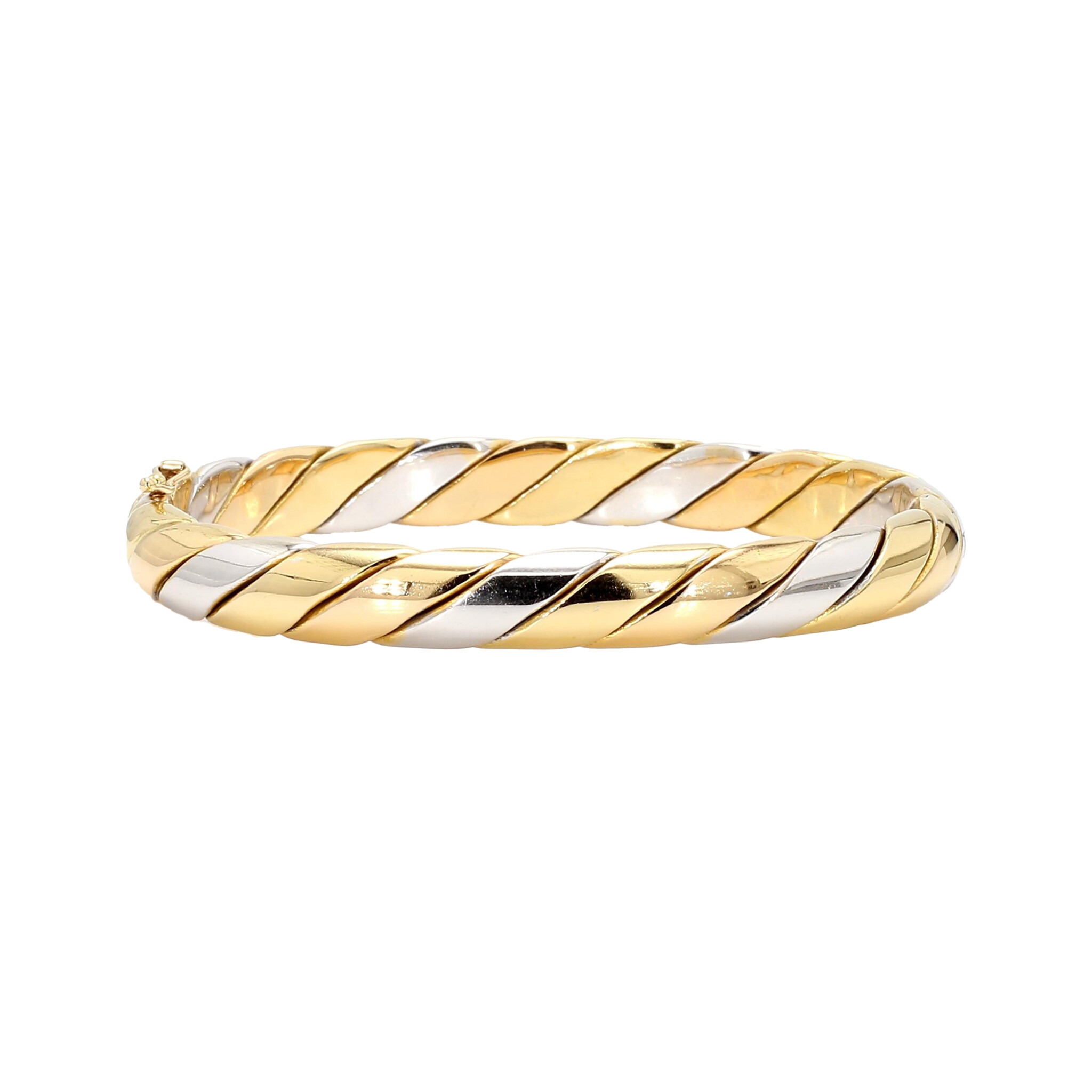 Gold and White Gold Twisted Rope Bangle Bracelet  — view 1