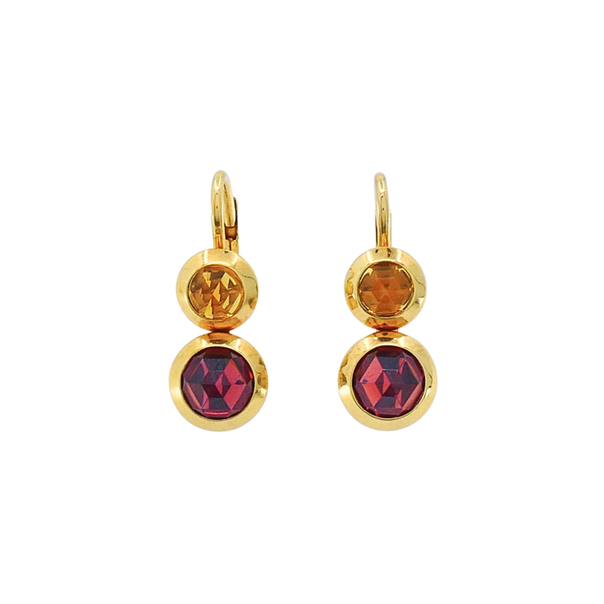 Gold, Citrine and Garnet Drop Earrings — view 1
