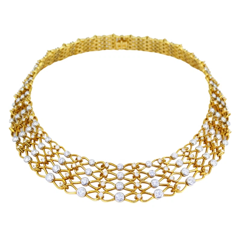 Gold, Platinum and Diamond Collar Necklace