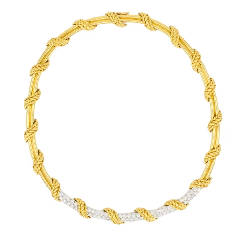 Gold, White Gold and Diamond Collar Necklace
