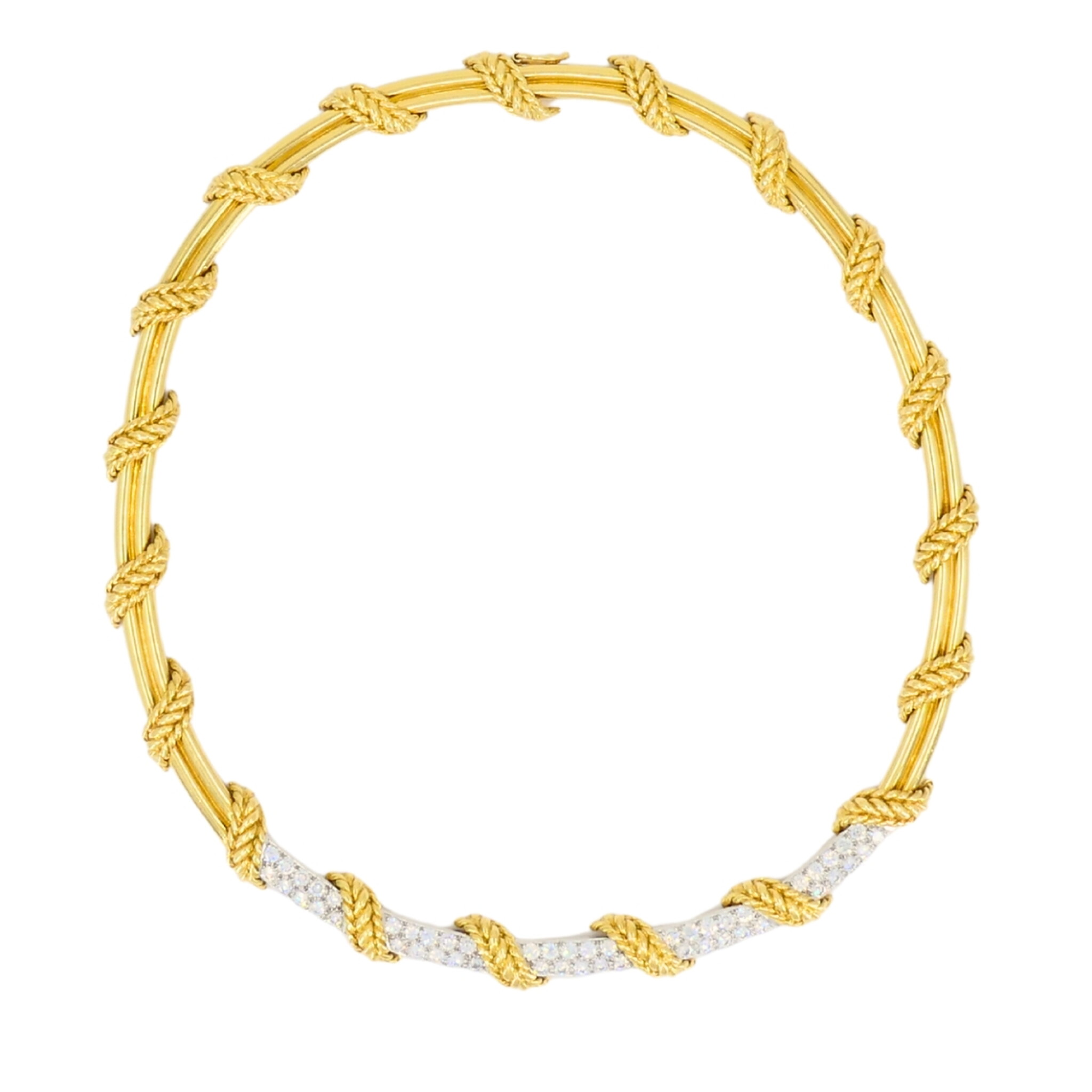Gold, White Gold and Diamond Collar Necklace — view 1