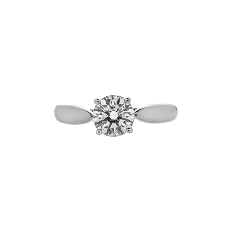 Platinum, 1.03ct Round Brilliant Cut Diamond and Diamond Engagement Ring
