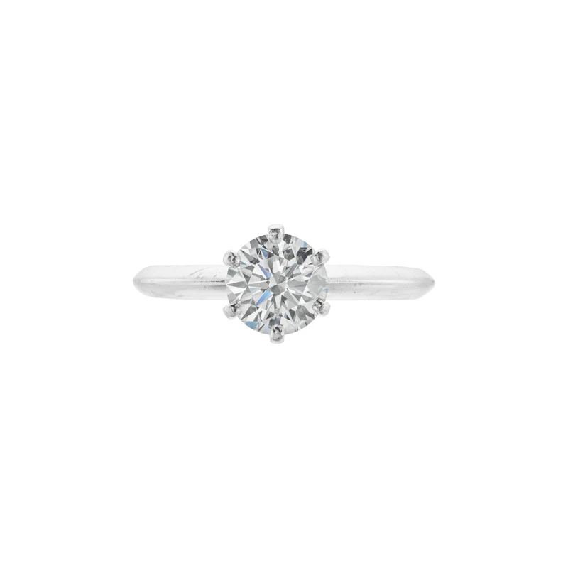 Platinum and 1.09ct Round Brilliant Cut Diamond Engagement Ring