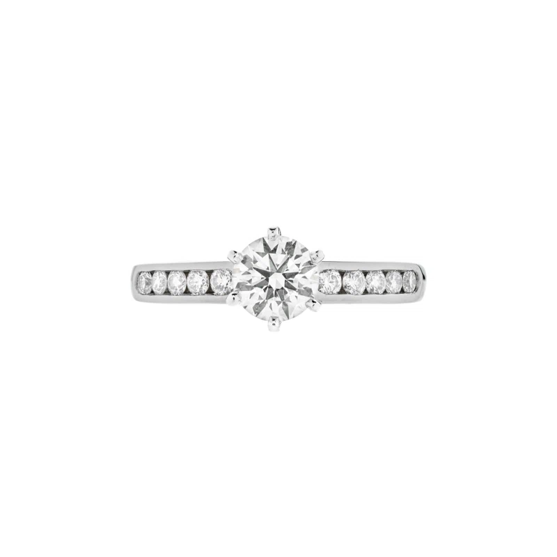Platinum and 0.94ct Round Brilliant Cut Diamond Engagement Ring