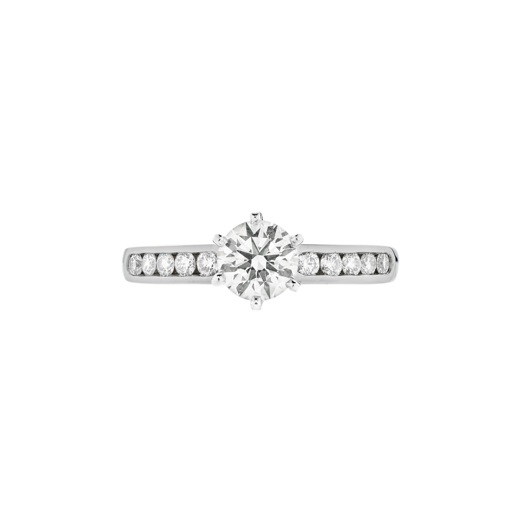 Platinum and 0.94ct Round Brilliant Cut Diamond Engagement Ring — view 1