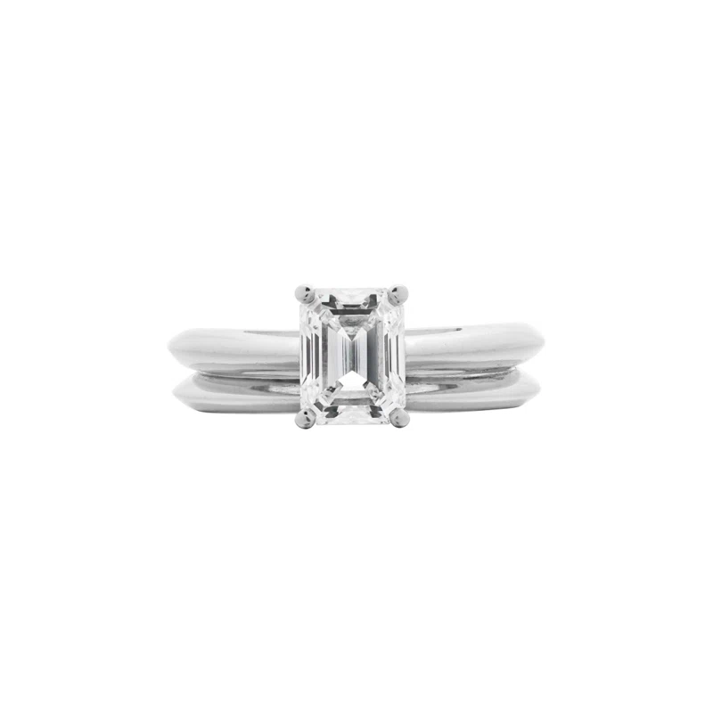 Platinum and 1.06ct Emerald Cut Diamond Engagement Ring