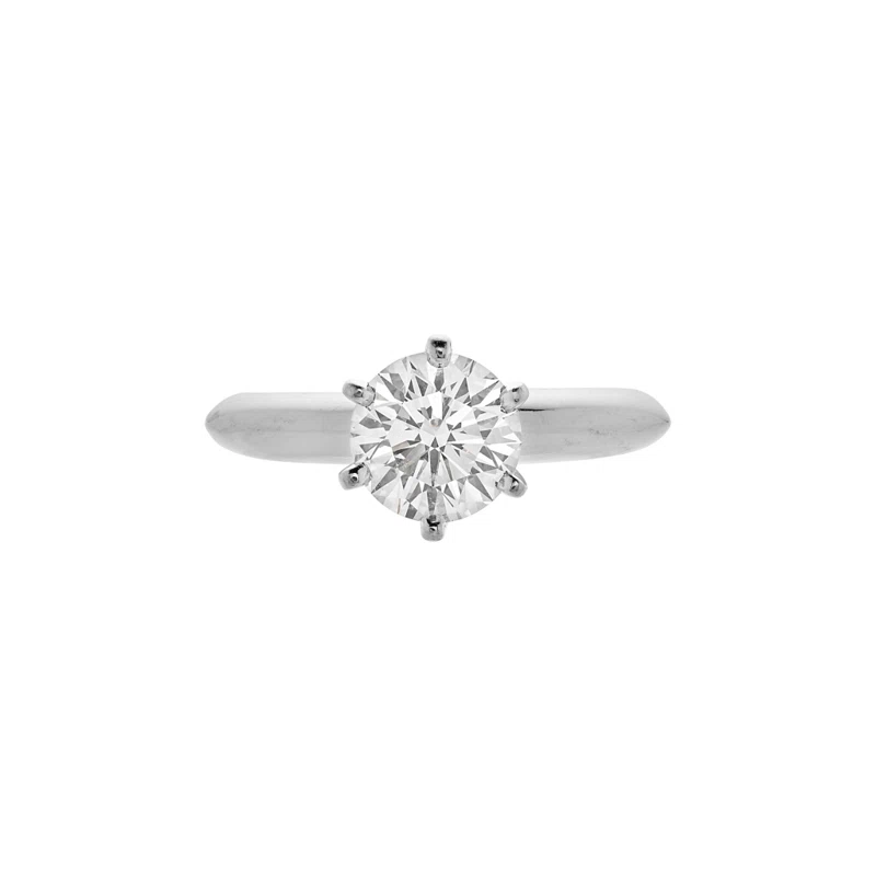 Platinum and 1.09ct Round Brilliant Cut Diamond Engagement Ring
