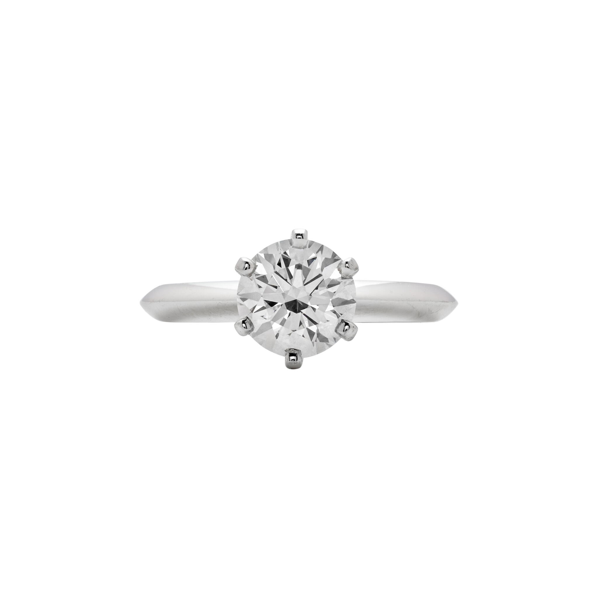 Platinum and 1.15ct Round Brilliant Cut Diamond Engagement Ring — view 1