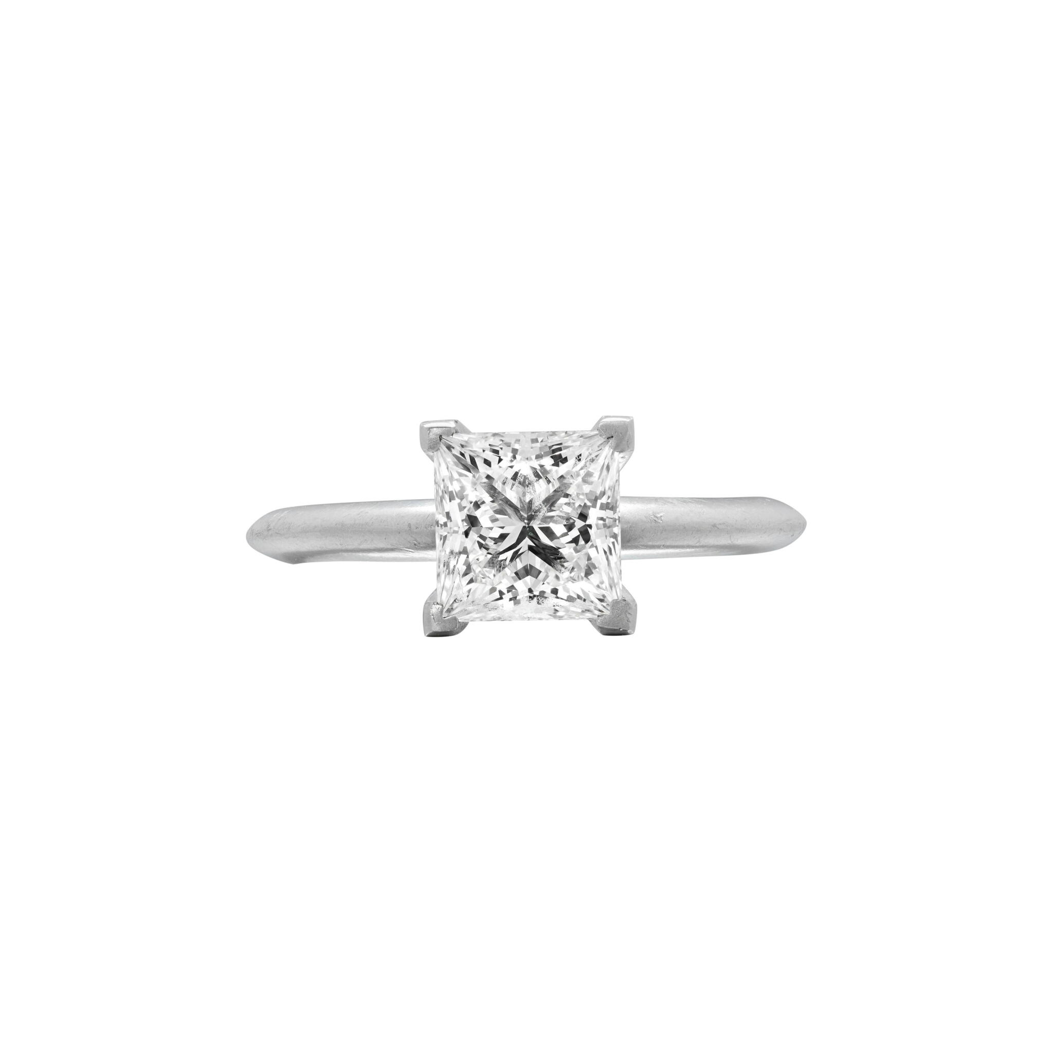 Platinum and 1.58ct Princess Cut Diamond Engagement Ring — view 1
