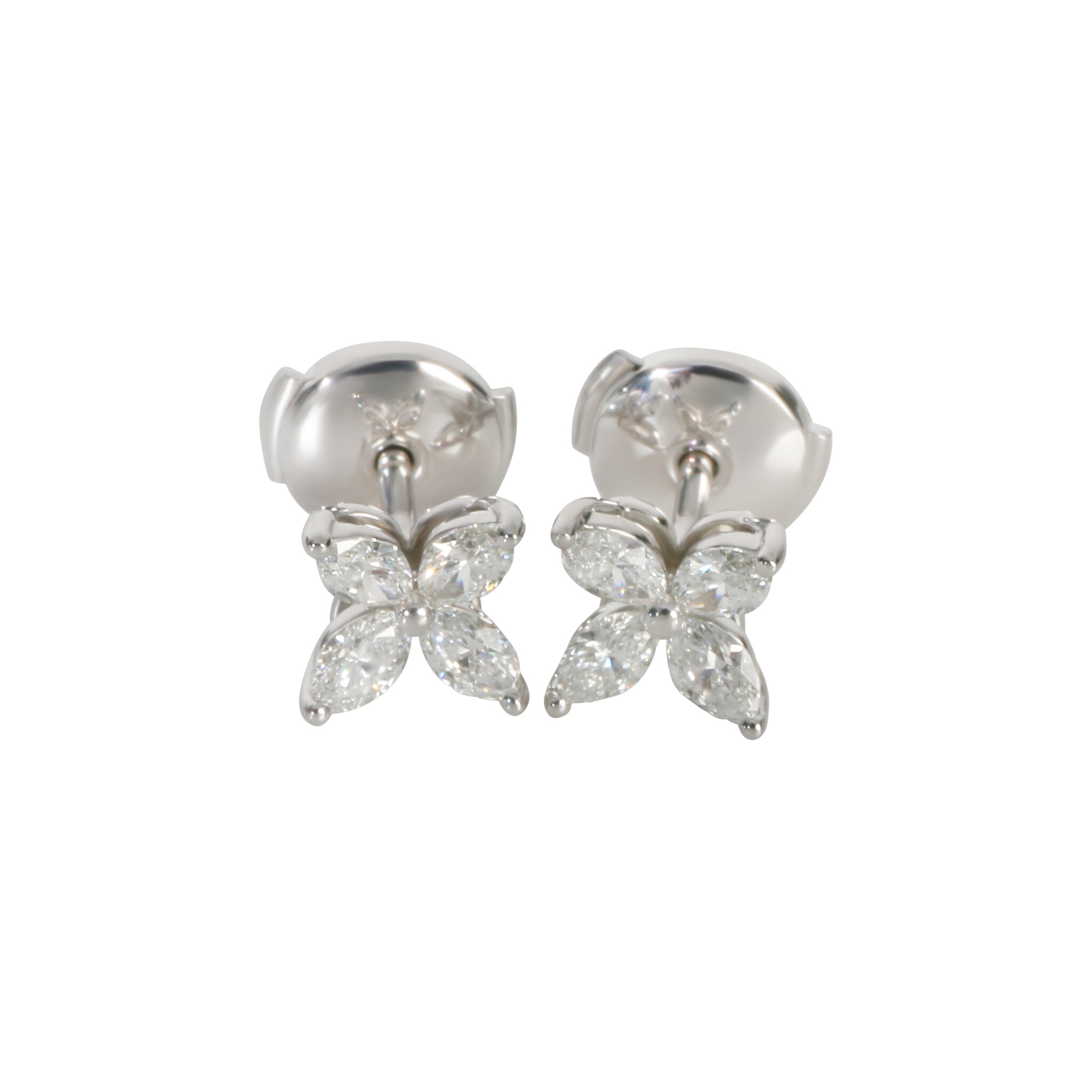 Platinum and Diamond Small Victoria Stud Earrings — view 1