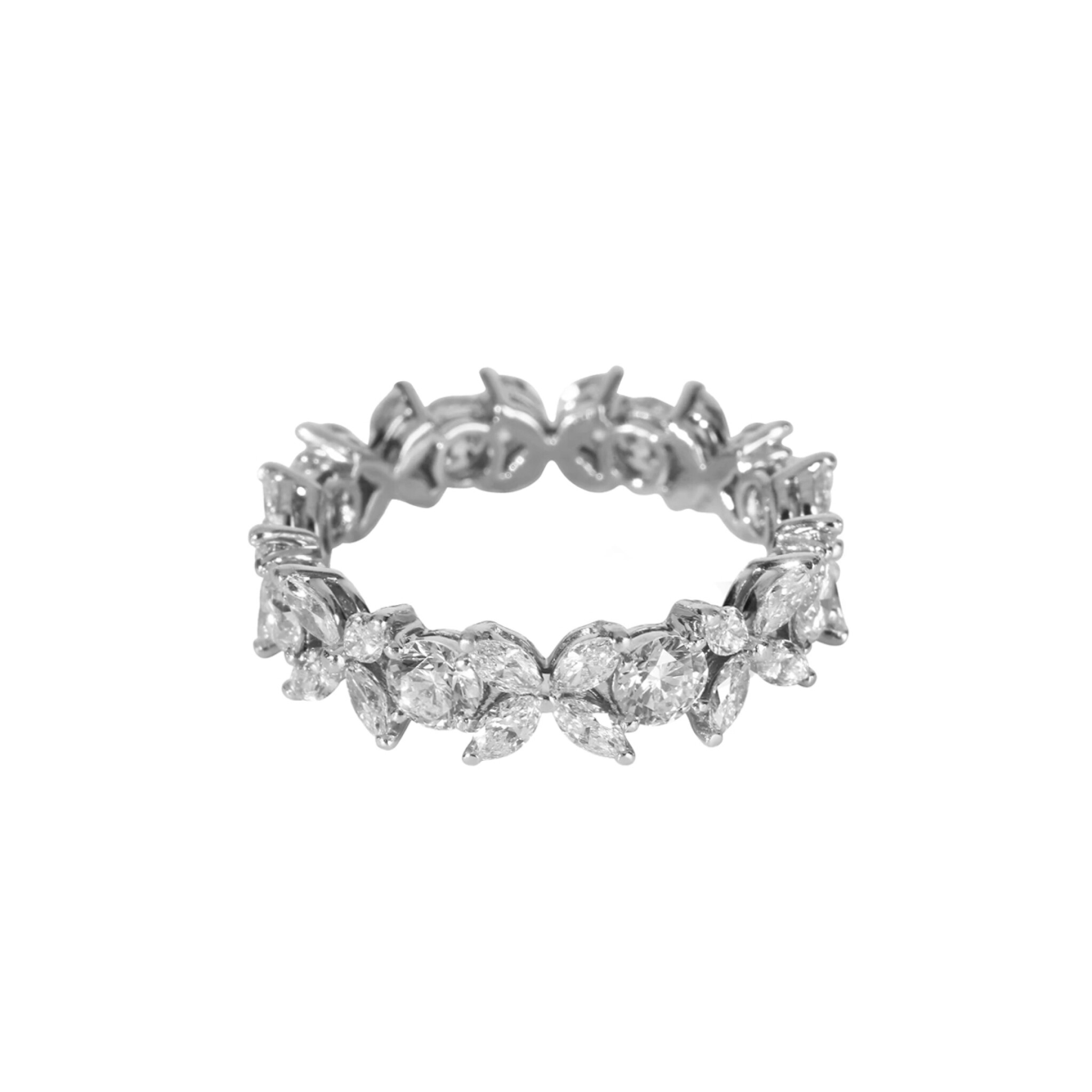 Platinum and Diamond Victoria Band Ring — view 1