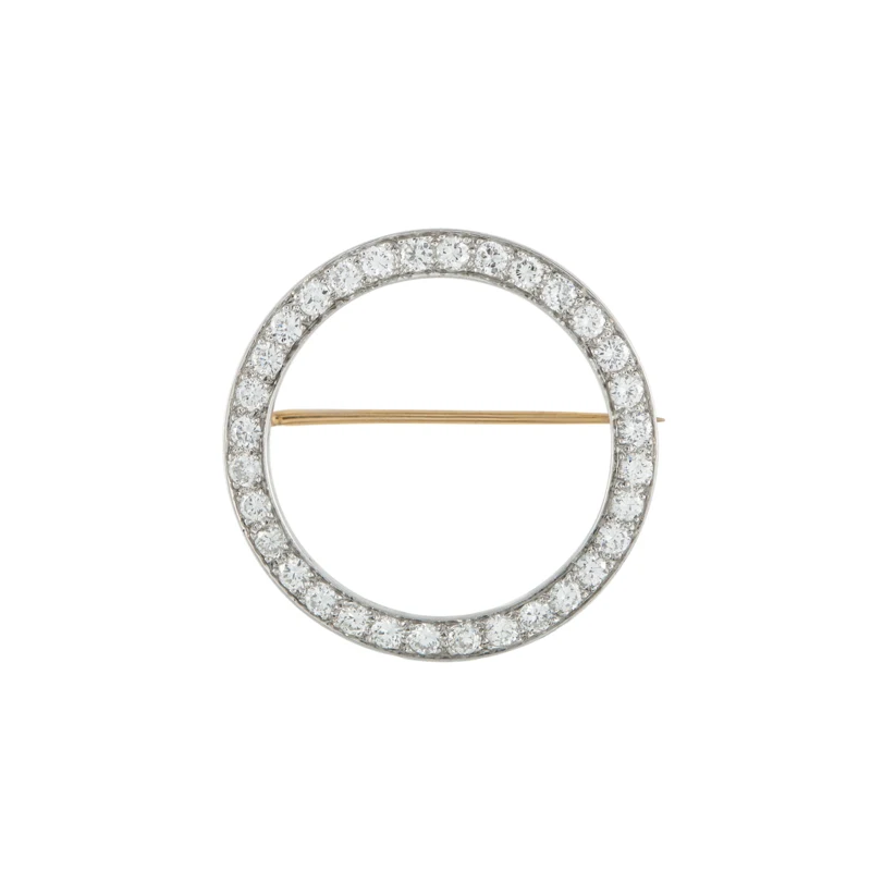 Vintage Platinum, Gold and Diamond Circle Brooch