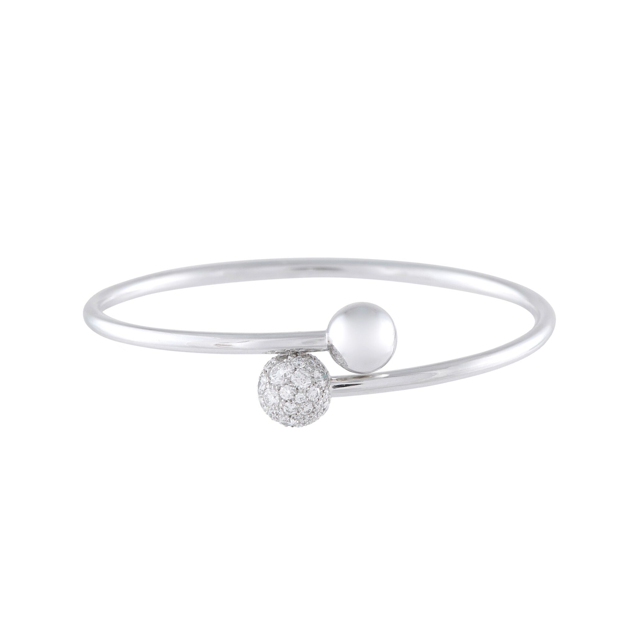White Gold and Diamond Ball Bypass HardWear Bracelet  — view 1
