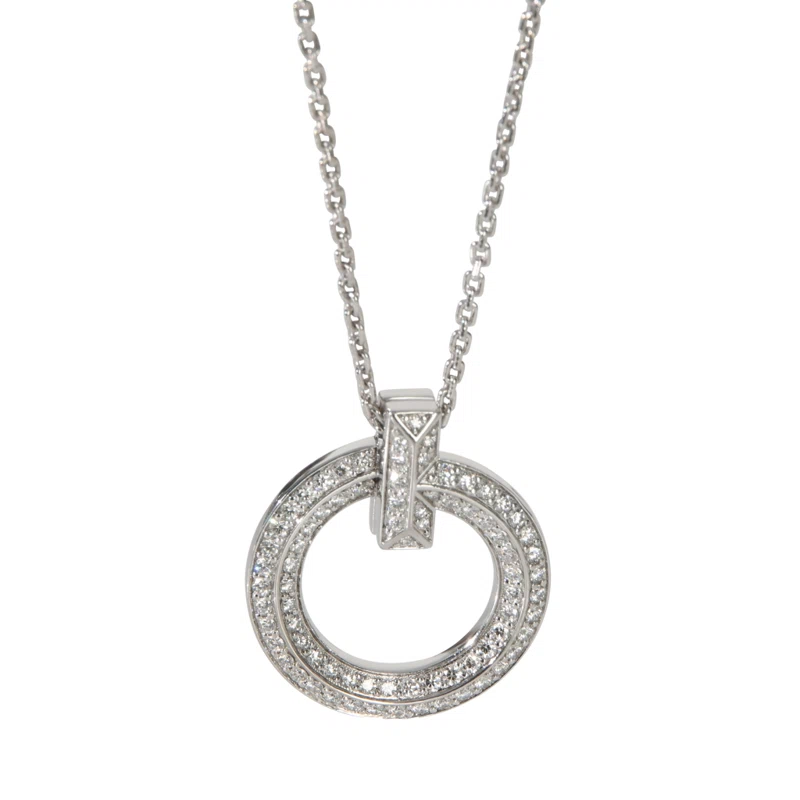 White Gold and Diamond Tiffany T T1 Circle Pendant Necklace