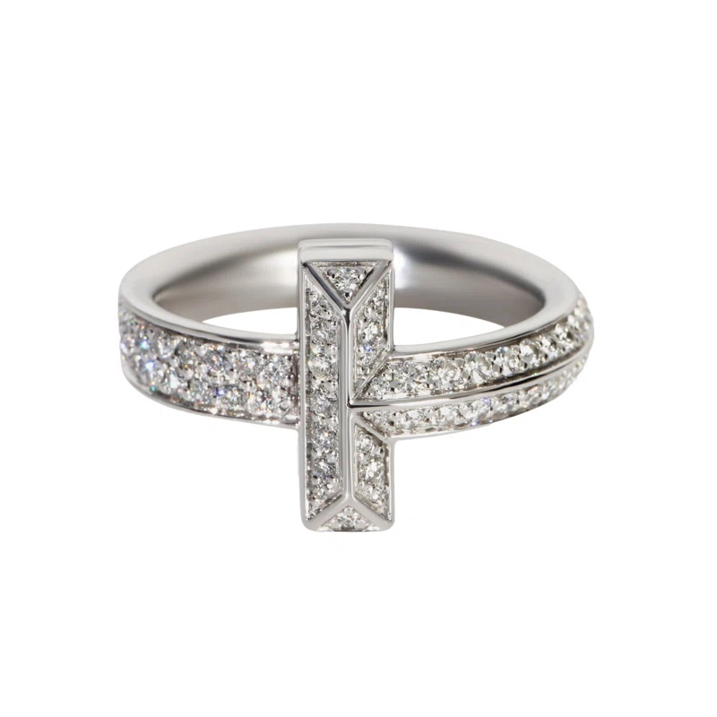 White Gold and Diamond Tiffany T T1 Ring