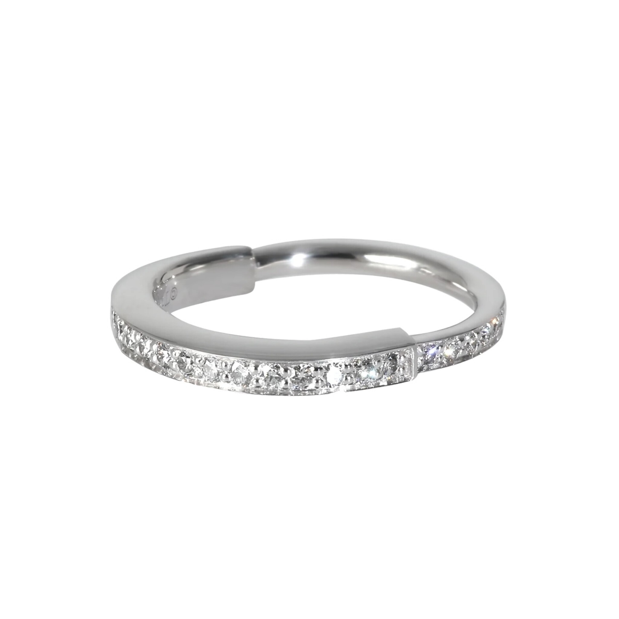 White Gold and Diamond Lock Ring — view 1