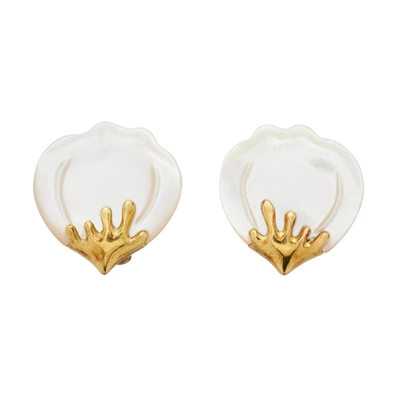 Gold and Mother of Pearl Earclips
