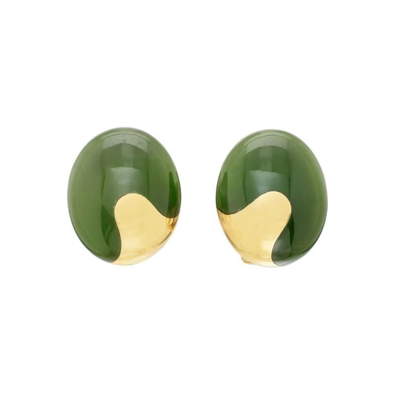 Vintage Gold and Jade Earclips
