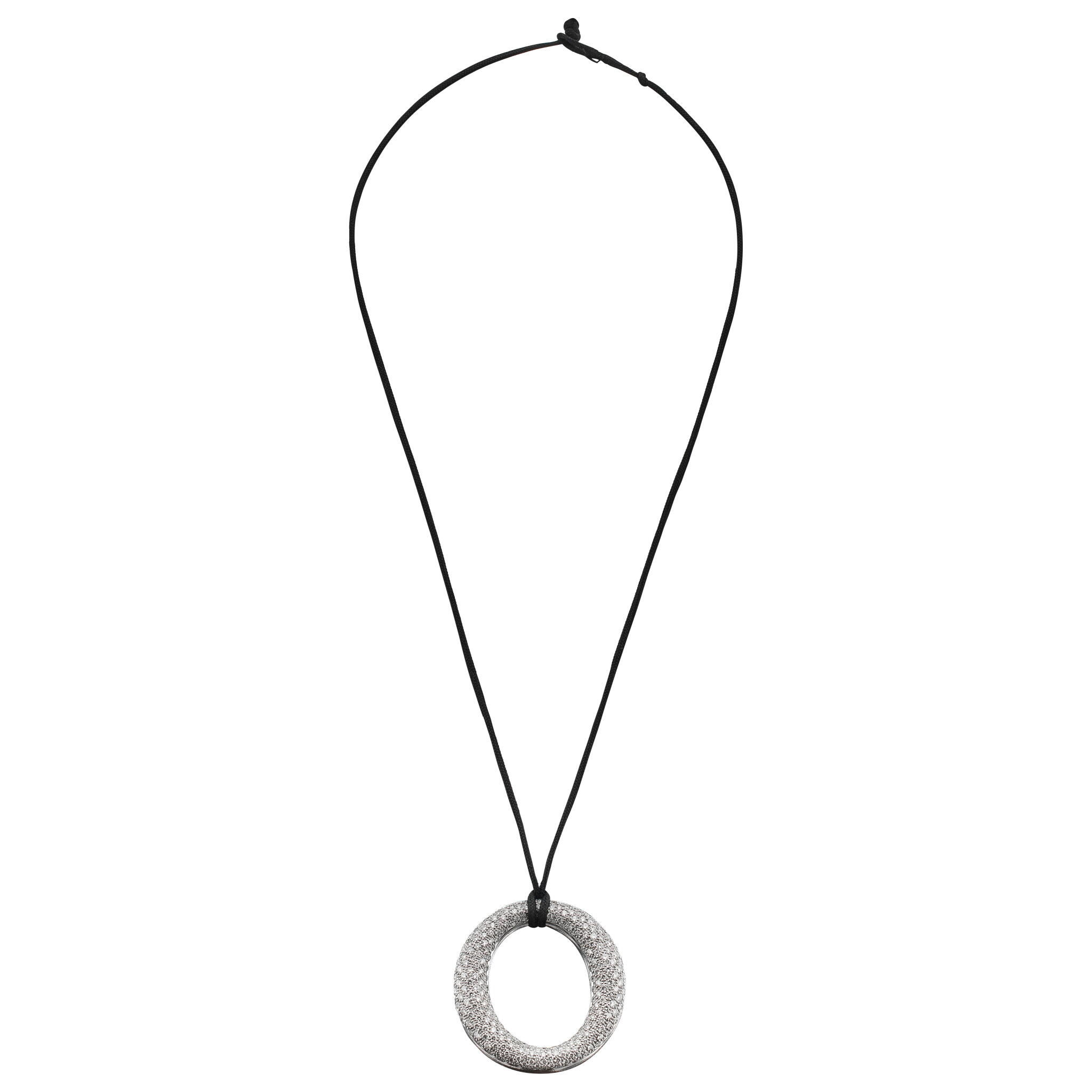 Platinum and Diamond Sevillana Oval Pendant Necklace — view 1
