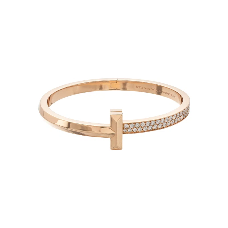 Rose Gold and Diamond T1 Wide Bangle Bracelet