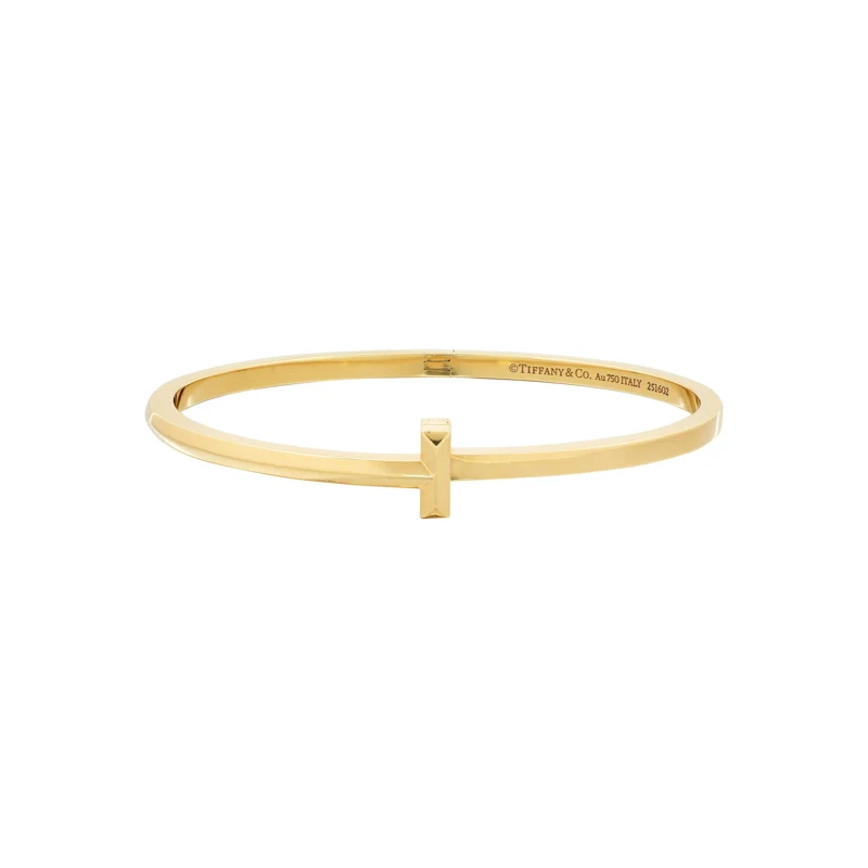 Gold T1 Narrow Hinged Bangle Bracelet