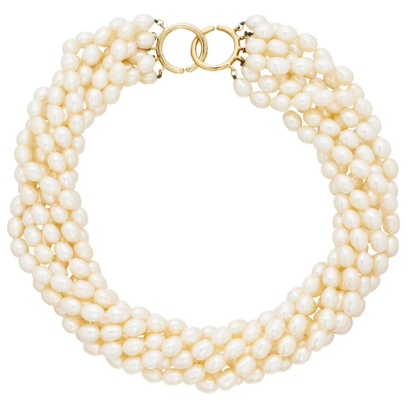 Gold and Cultured Pearl Torsade Necklace