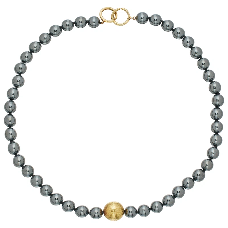 Vintage Gold and Hematite Bead Necklace 
