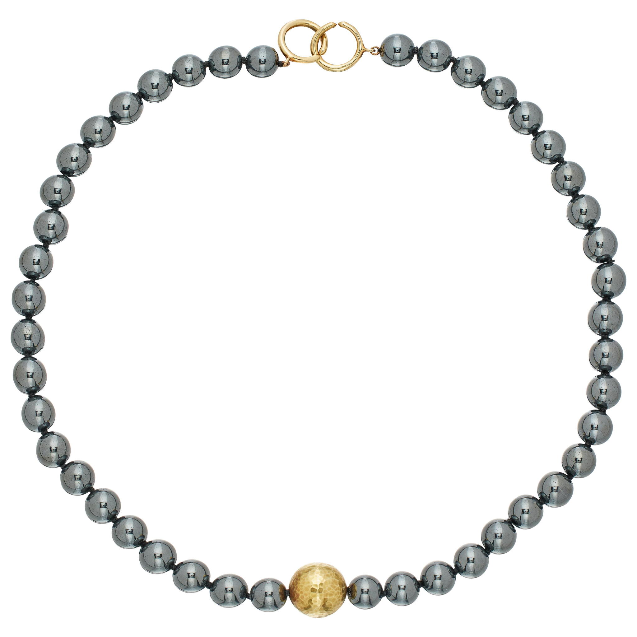 Vintage Gold and Hematite Bead Necklace  — view 1