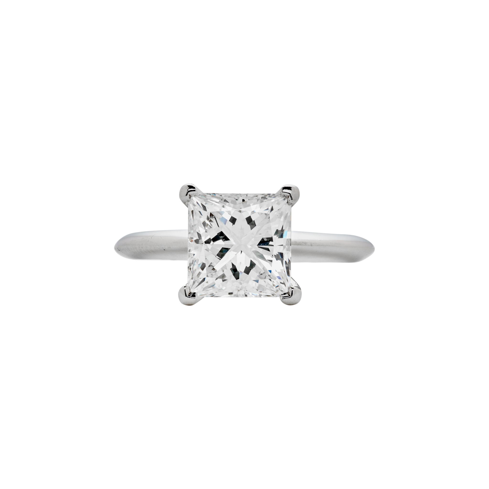 Platinum and 2.02ct Princess Cut Diamond Engagement Ring  — view 1