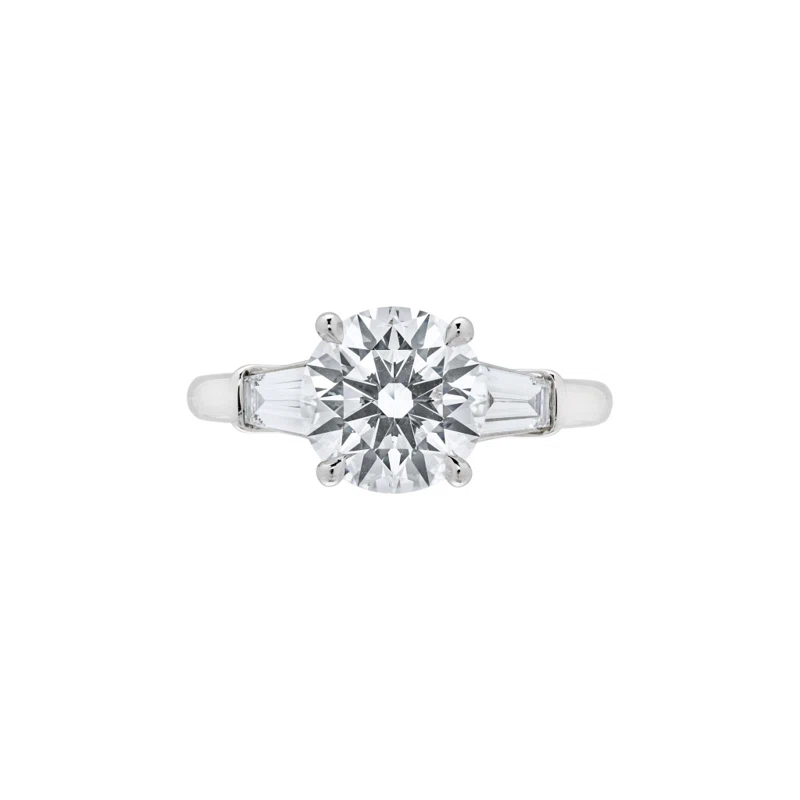 Platinum, 2.04ct Round Brilliant Cut Diamond and Diamond Engagement Ring