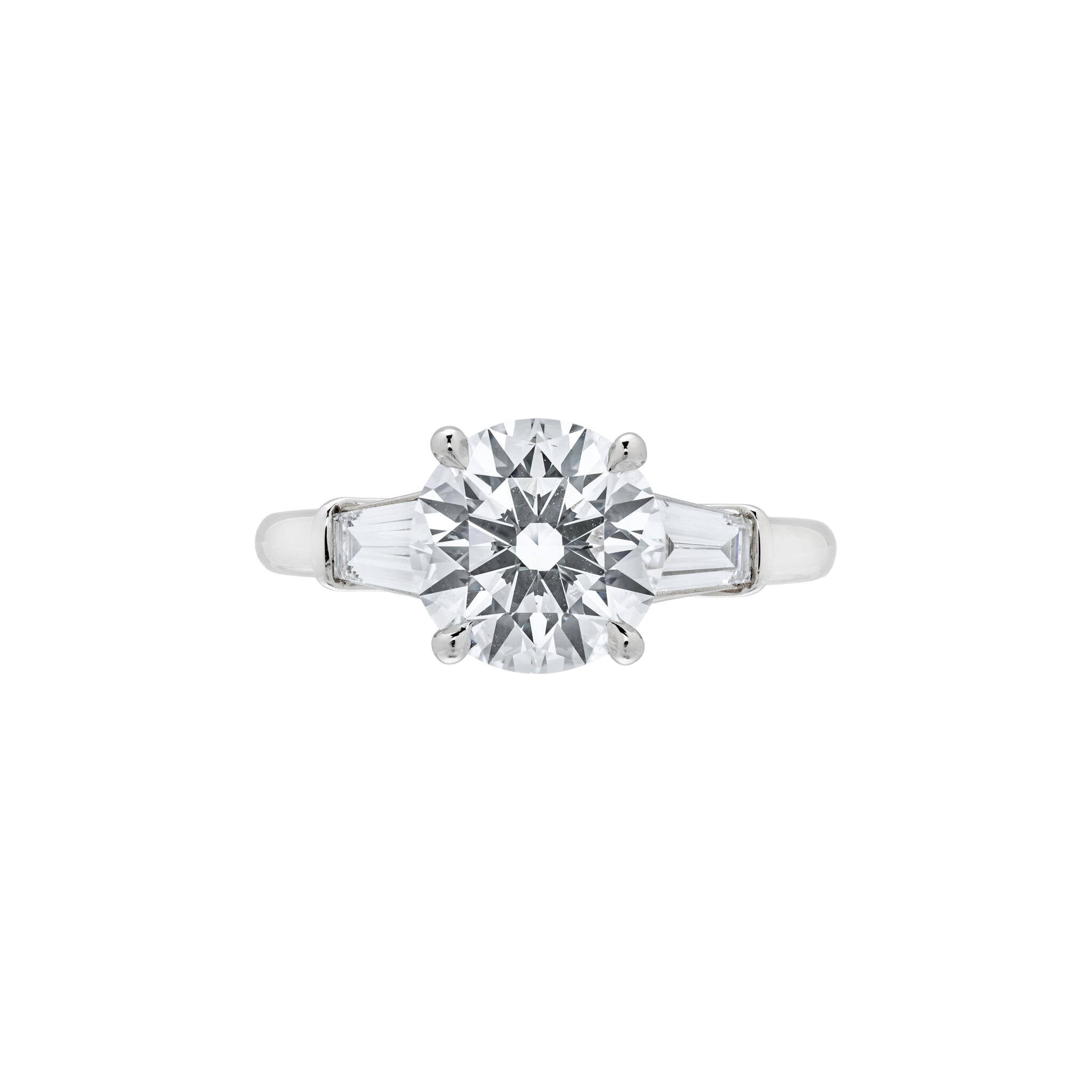 Platinum, 2.04ct Round Brilliant Cut Diamond and Diamond Engagement Ring — view 1
