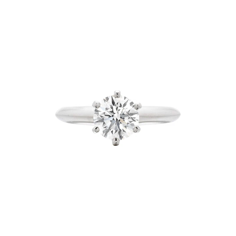 Platinum and 1.04ct Round Brilliant Cut Diamond Engagement Ring