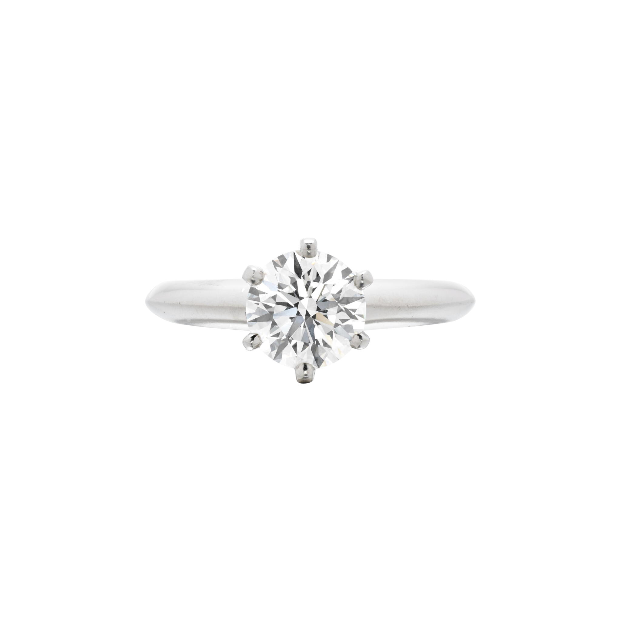 Platinum and 1.04ct Round Brilliant Cut Diamond Engagement Ring — view 1