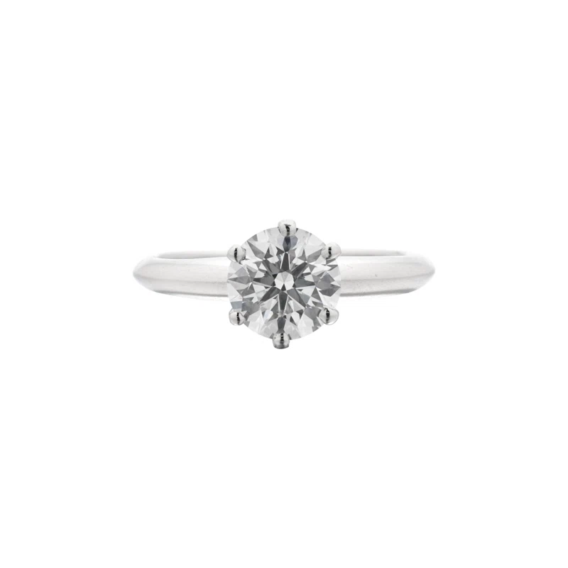 Platinum and 1.04ct Round Brilliant Cut Diamond Solitaire Engagement Ring