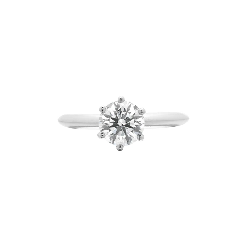 Platinum and 1.07ct Round Brilliant Cut Diamond and Diamond Engagement Ring