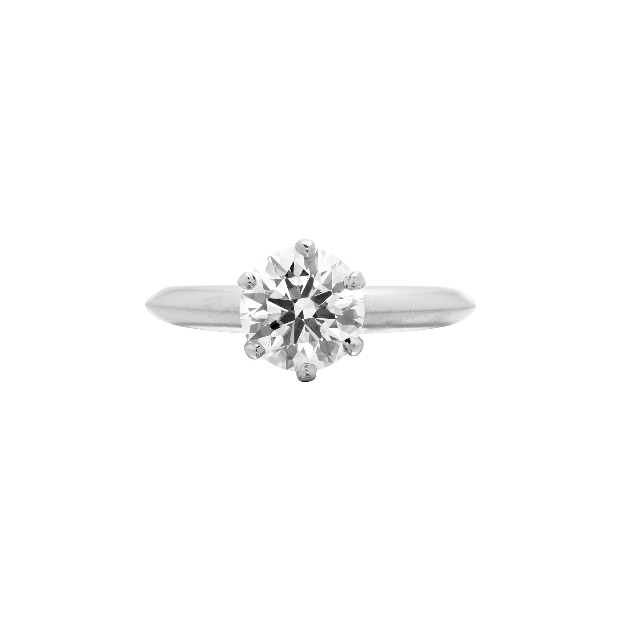 Platinum and 1.26ct Round Brilliant Cut Diamond Engagement Ring — view 1