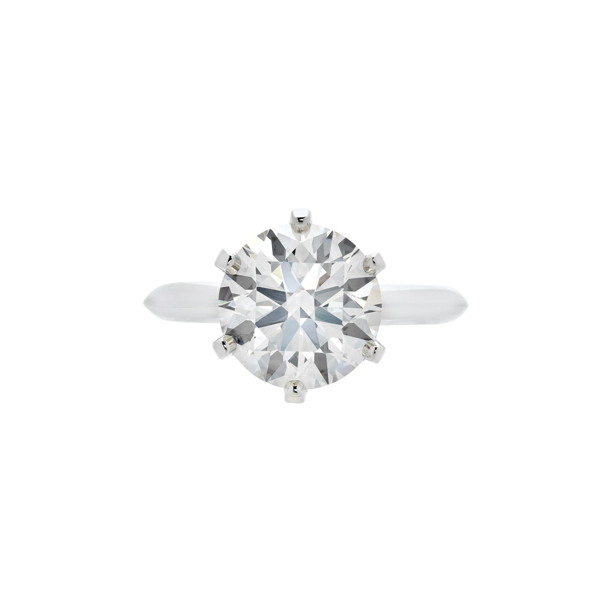 Platinum and 3.52ct Round Brilliant Cut Diamond Engagement Ring  — view 1