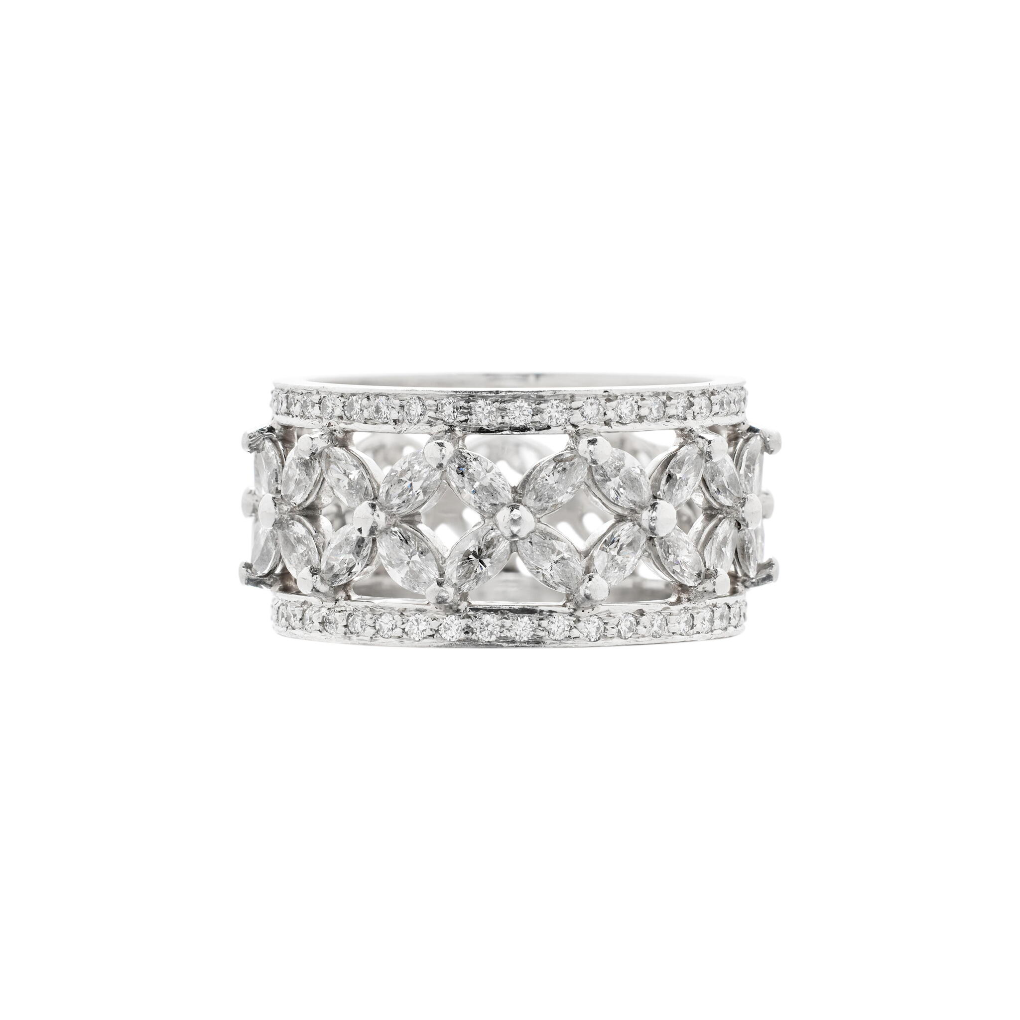 Platinum and Diamond Victoria Band Ring — view 1