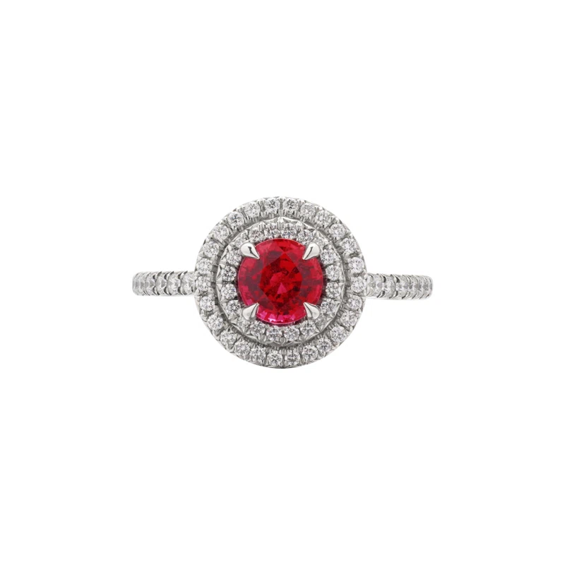 Platinum, 0.90ct Ruby and Diamond Soleste Engagement Ring