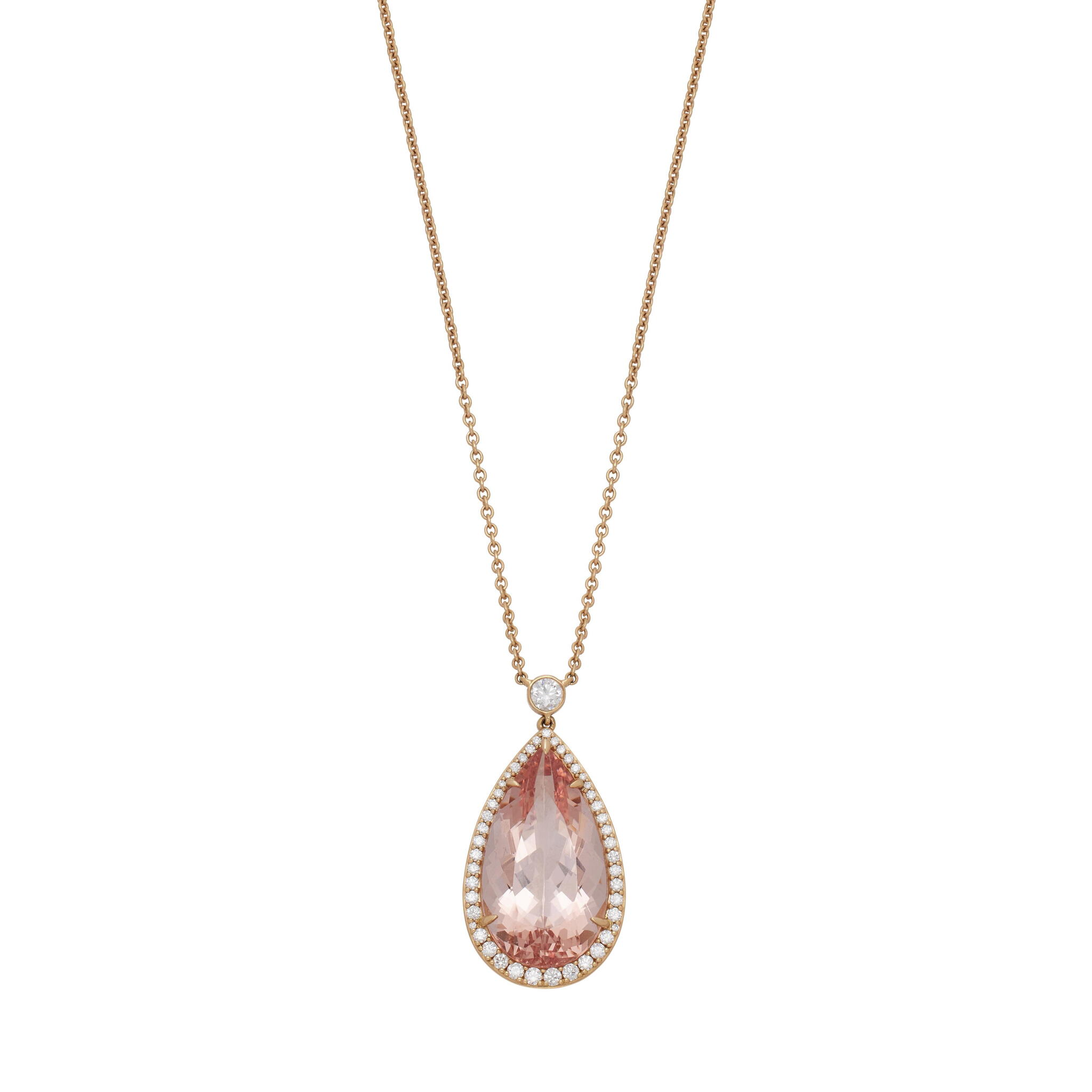 Rose Gold, 14.91ct Morganite and Diamond Soleste Pendant Necklace — view 1
