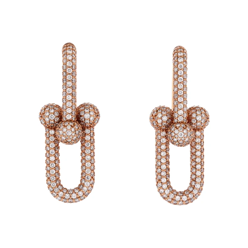 Rose Gold and Diamond Hardwear Link Large Earrings