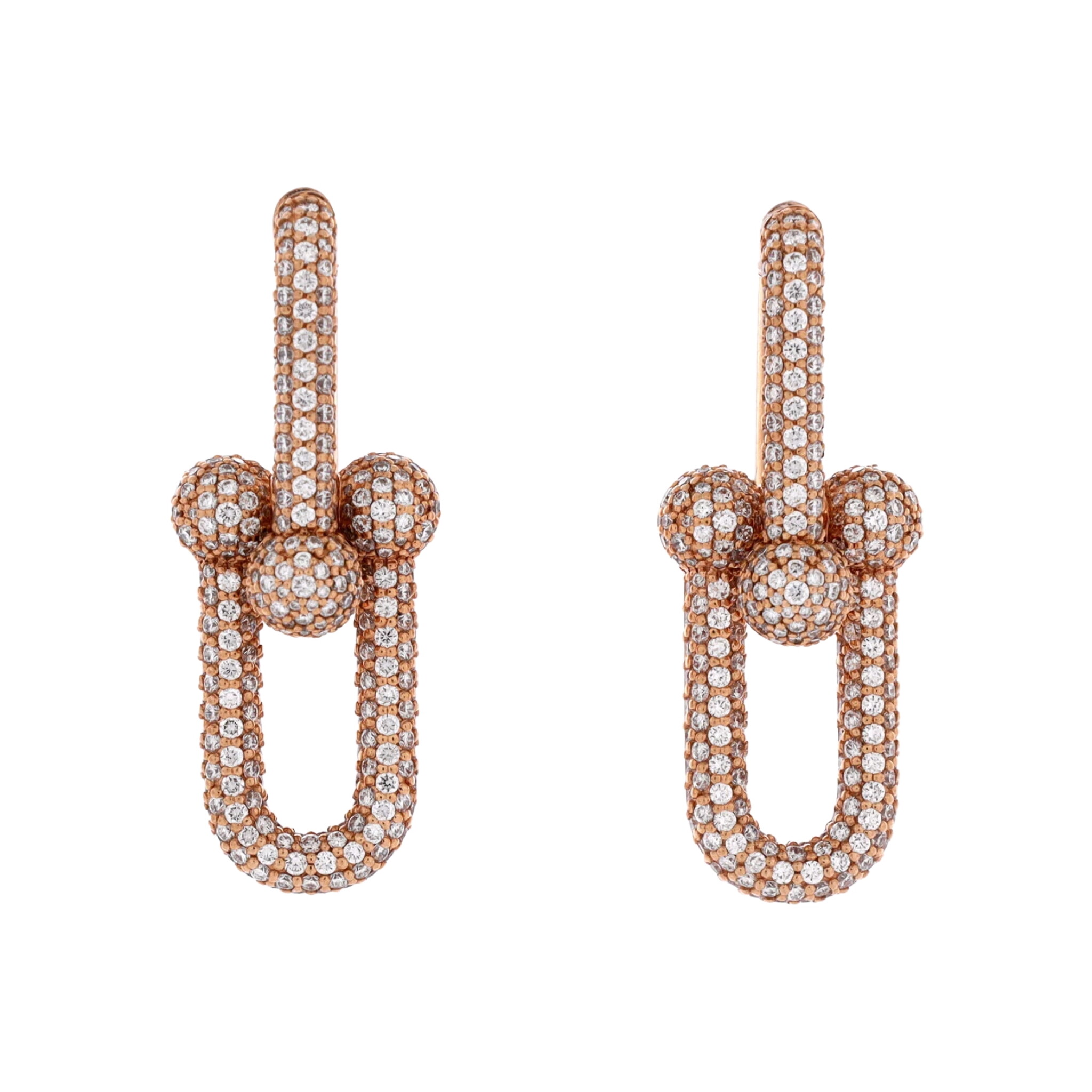Rose Gold and Diamond Hardwear Link Large Earrings — view 1