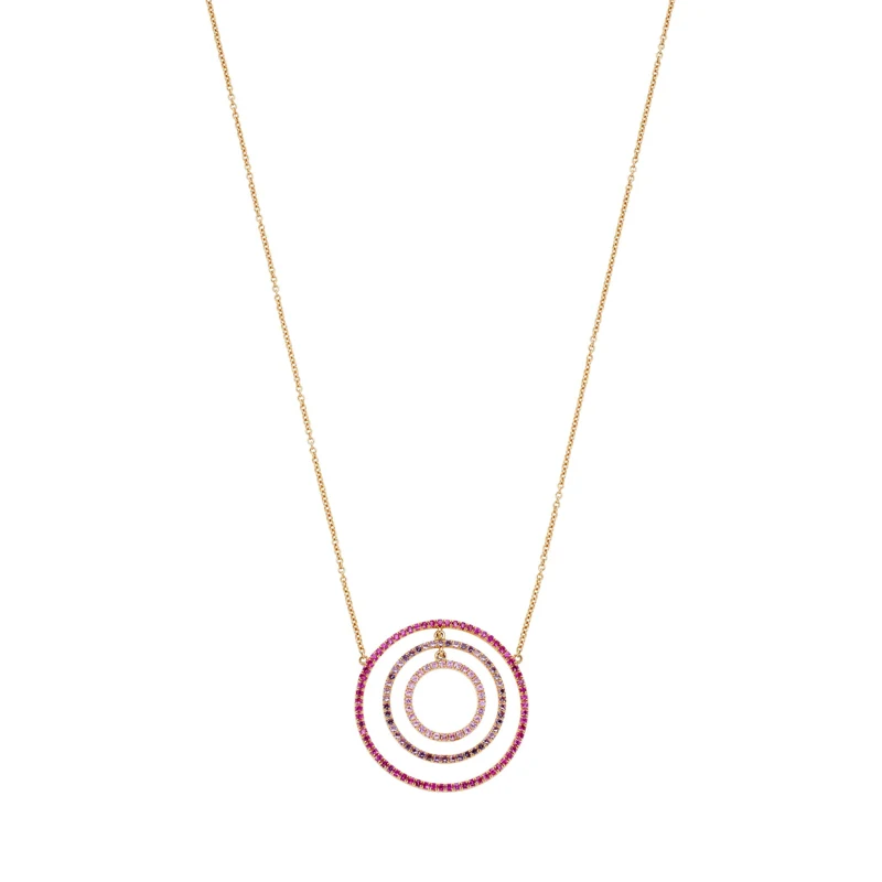 Rose Gold, Pink Sapphire and Amethyst Pendant Necklace 