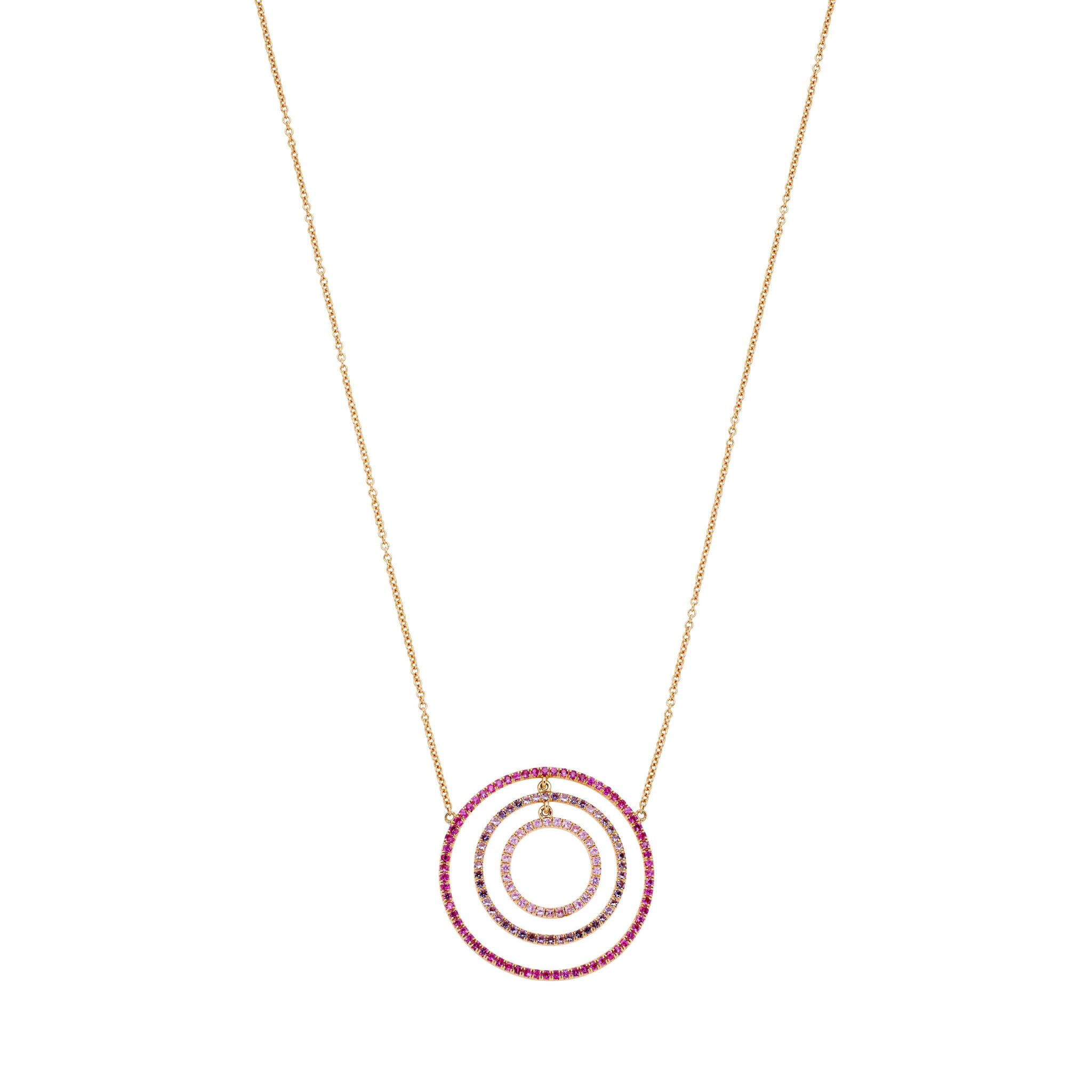 Rose Gold, Pink Sapphire and Amethyst Pendant Necklace  — view 1