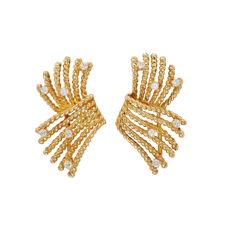 Vintage Gold and Diamond Earclips