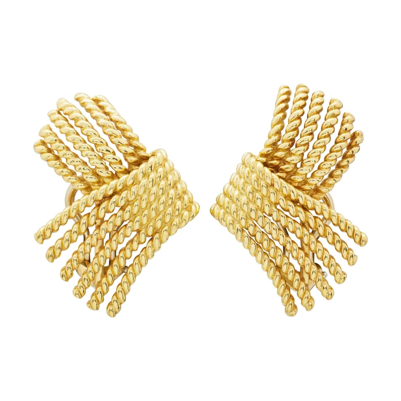 Vintage Gold Rope Earclips