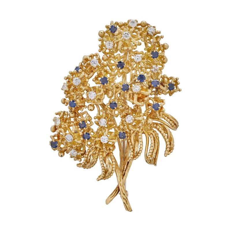 Vintage Gold, Sapphire and Diamond Pendant Brooch