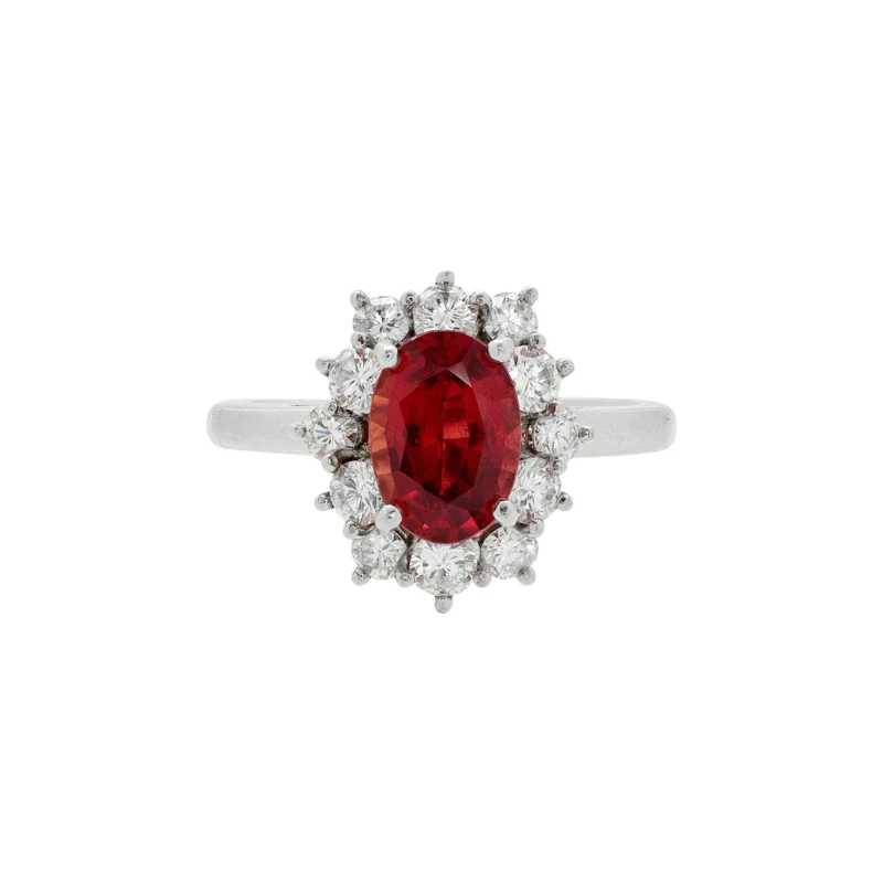 Vintage Platinum, 1.40ct Garnet and Diamond Ring