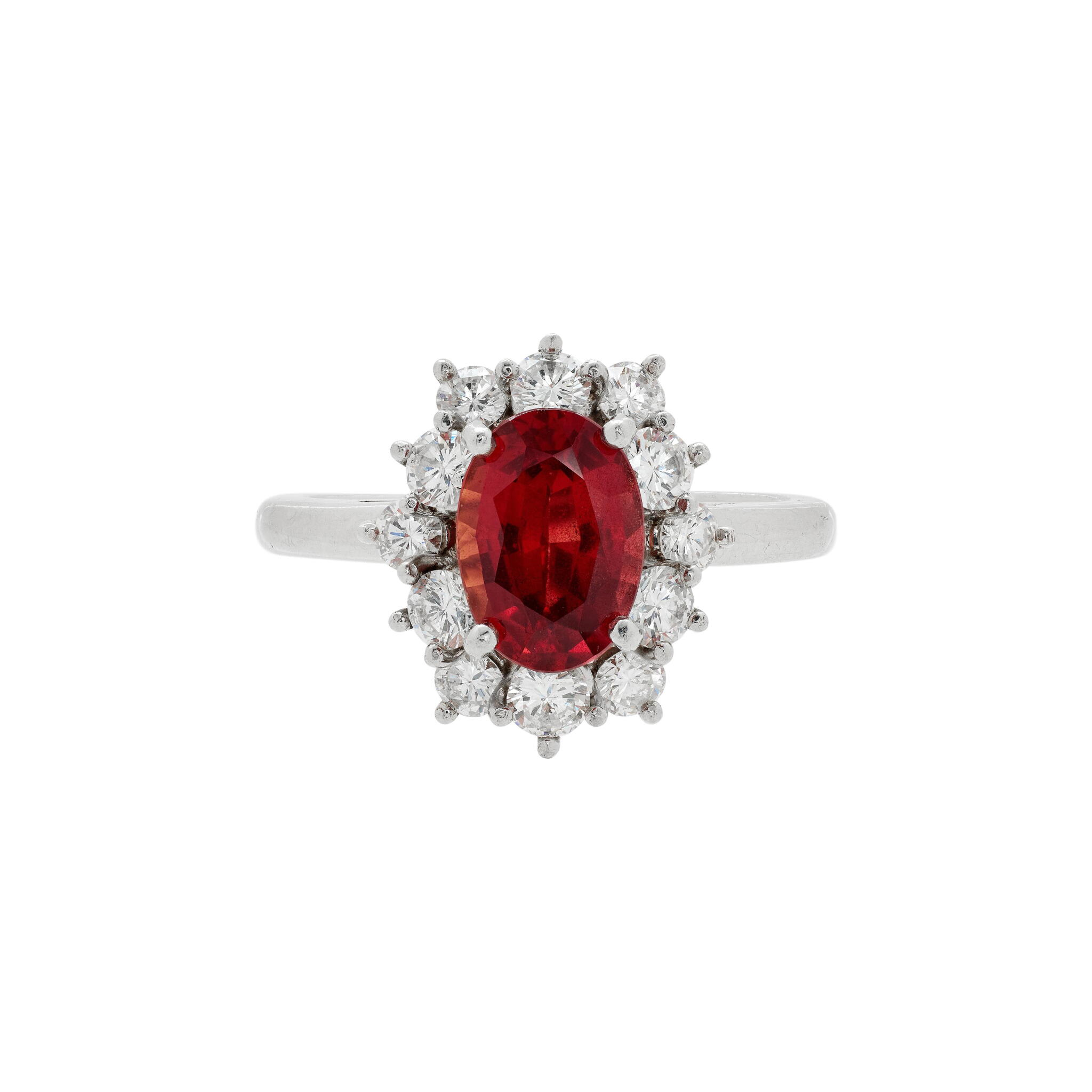Vintage Platinum, 1.40ct Garnet and Diamond Ring — view 1